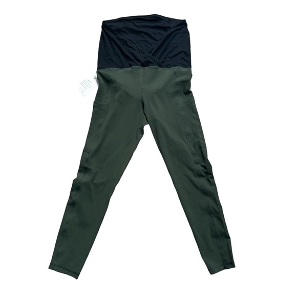 Isabel Maternity Leggings Active Full Length Crossover Panel Green Black New Sm - Picture 2 of 10